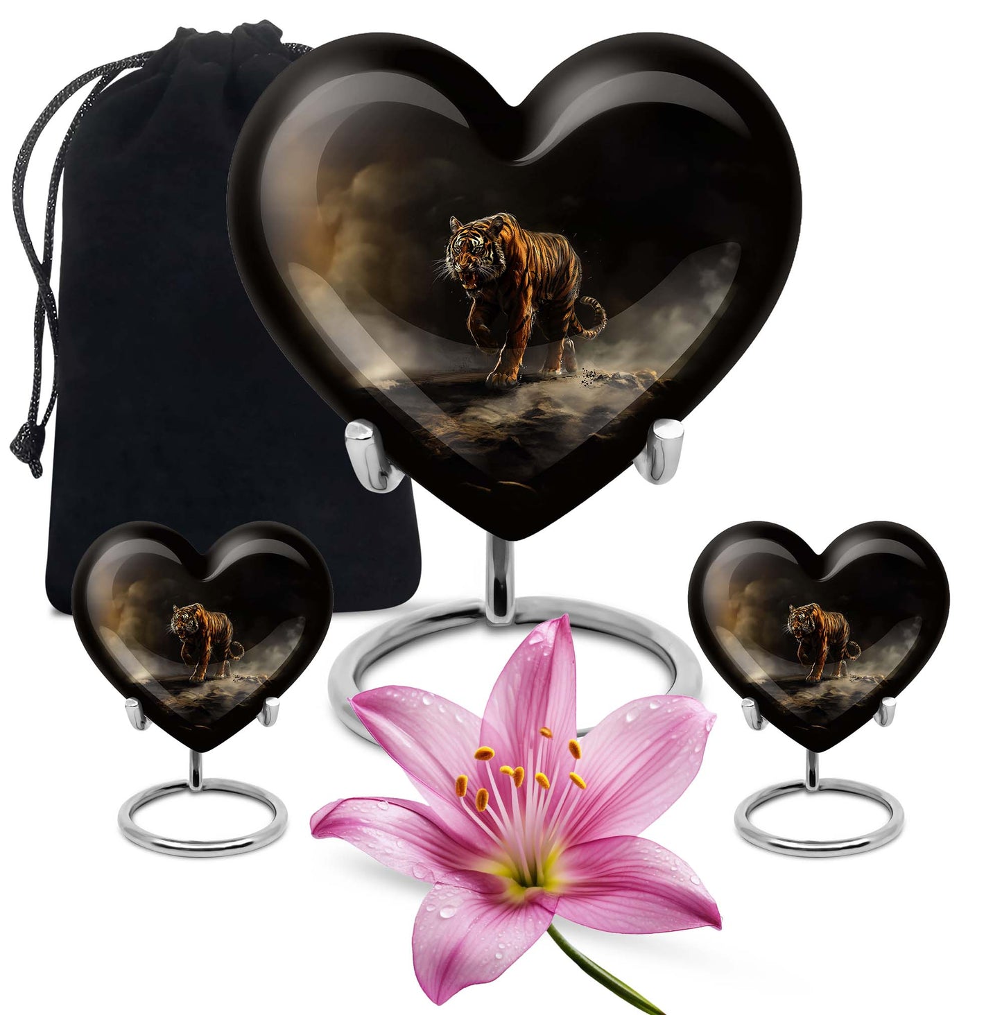 heart-shaped tiger urn