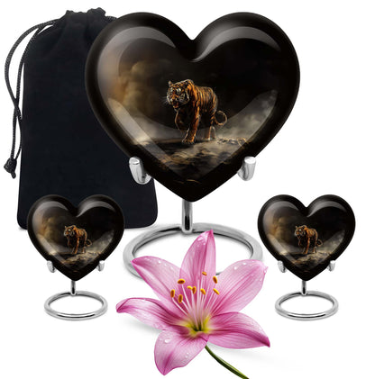 heart-shaped tiger urn