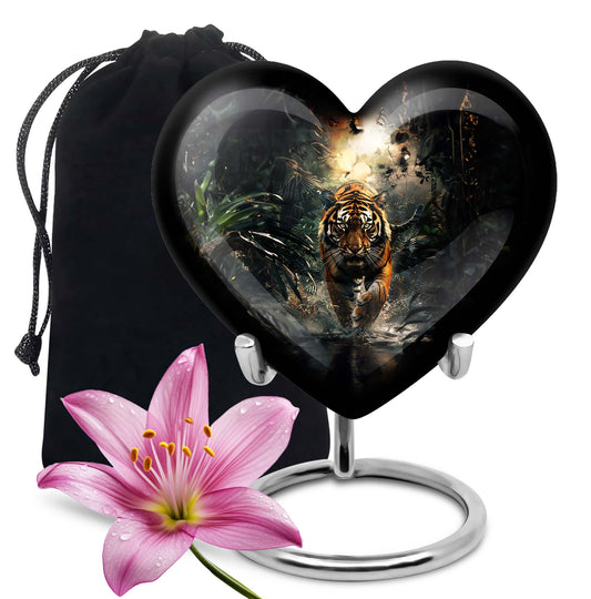 tiger urn heart design urn