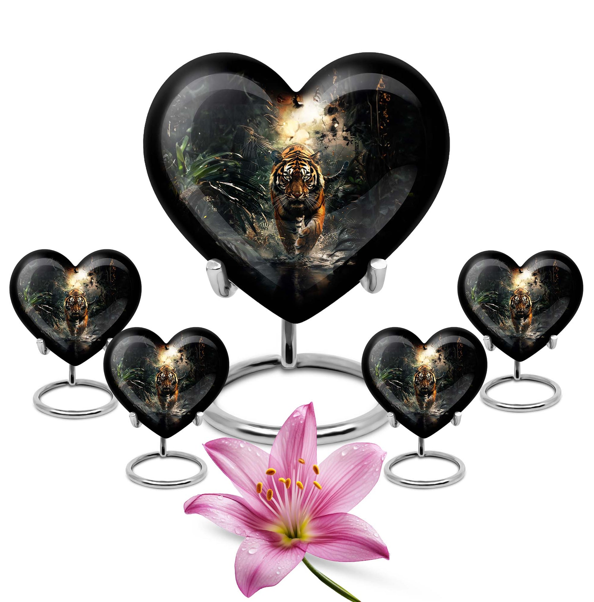 tiger urn heart design urn