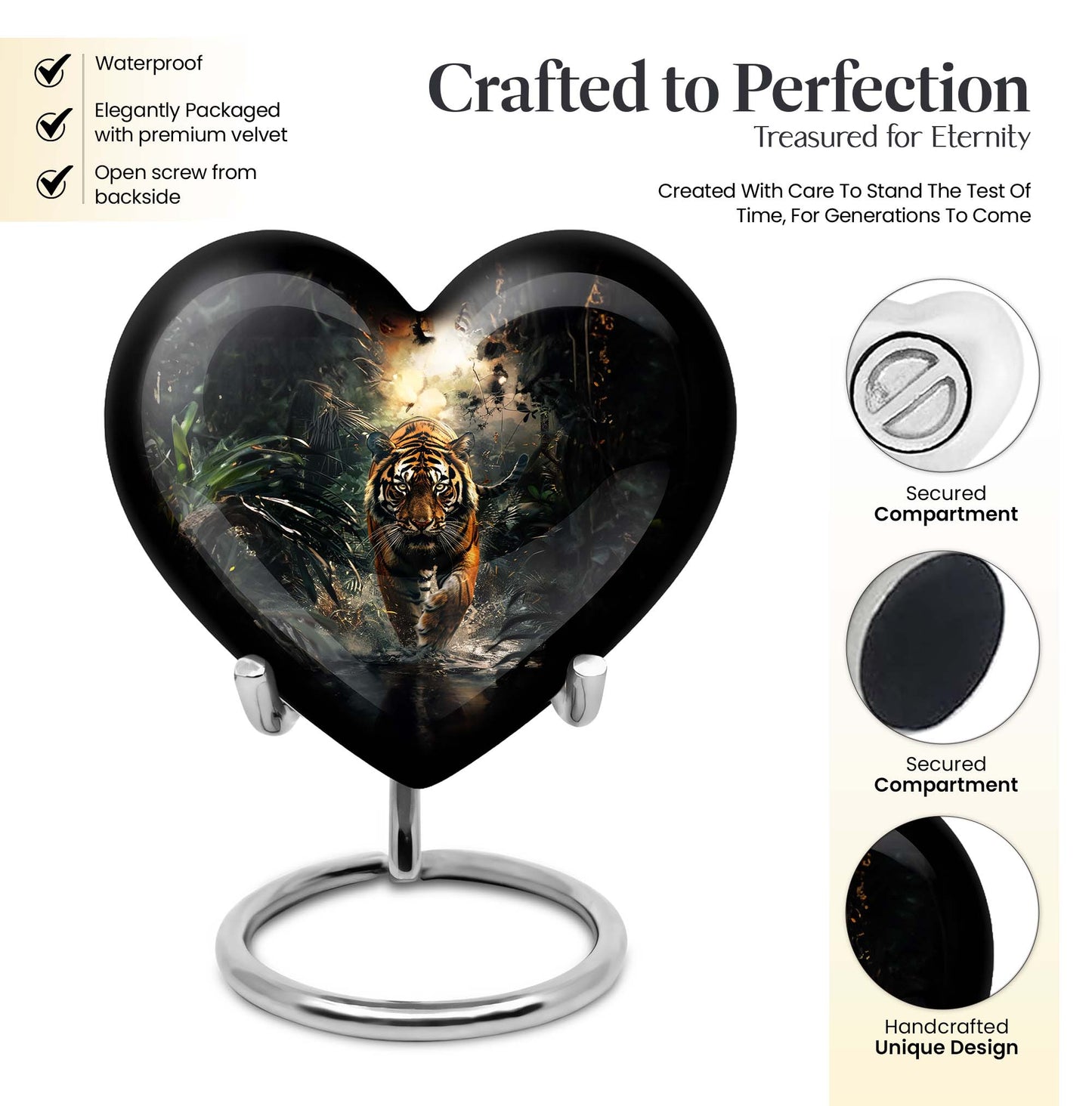 tiger urn heart design urn