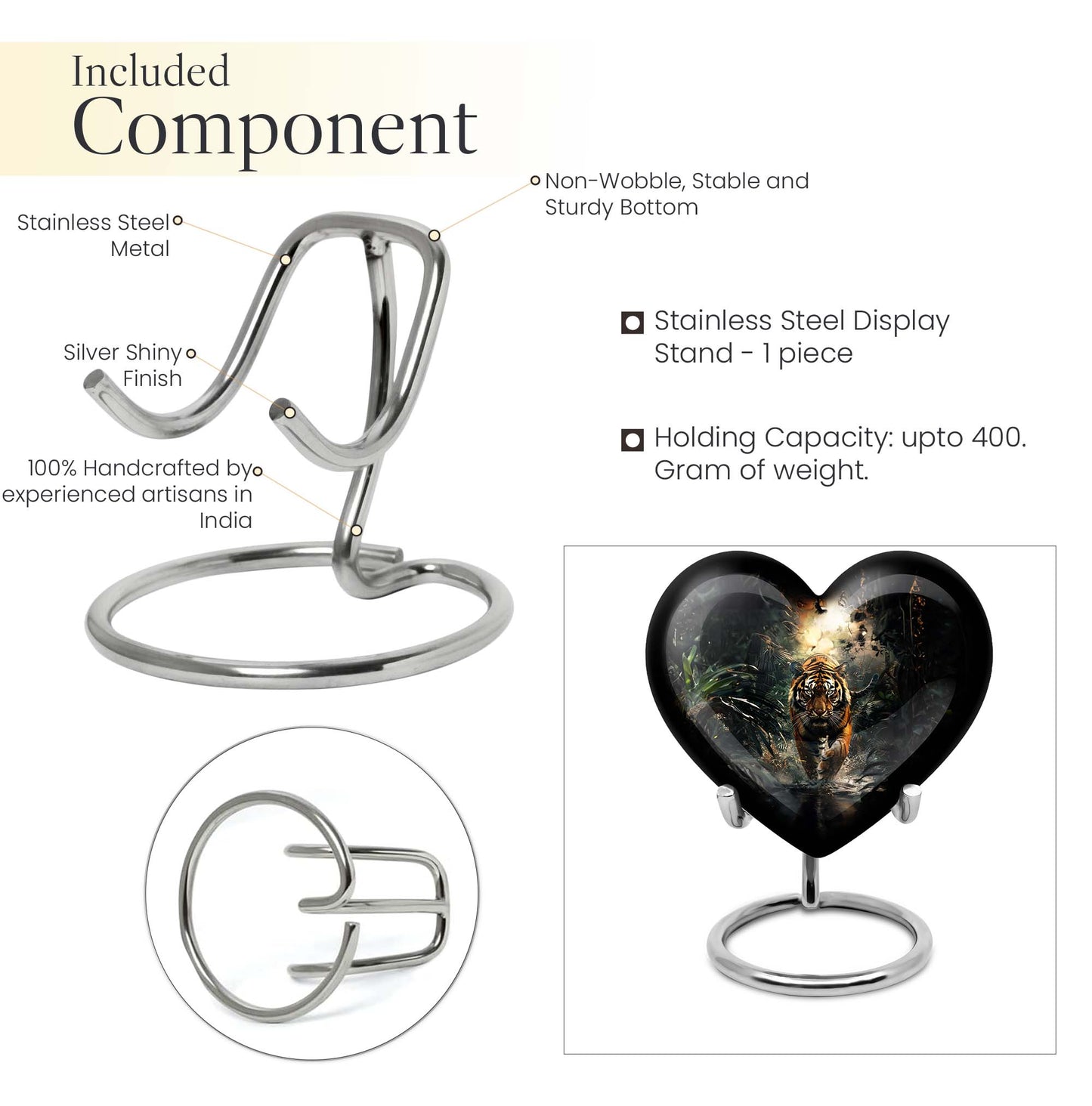 tiger urn heart design urn