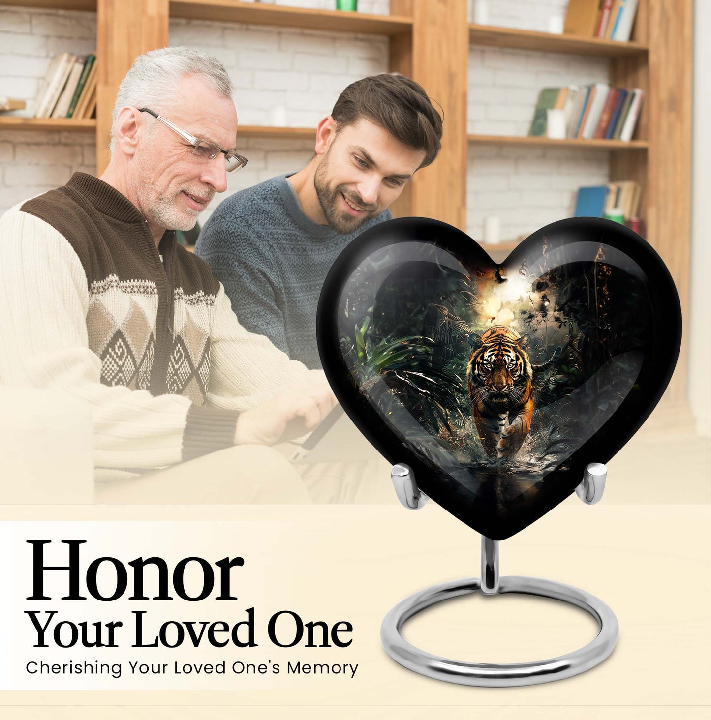 tiger urn heart design urn