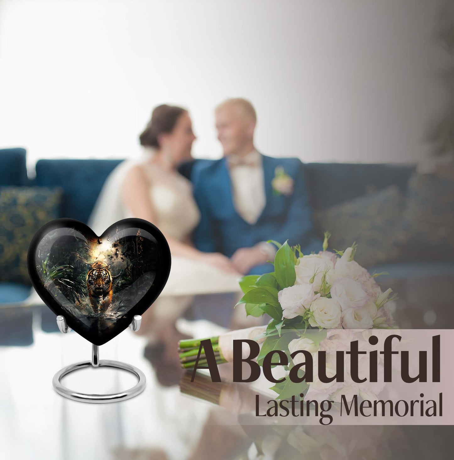 tiger urn heart design urn