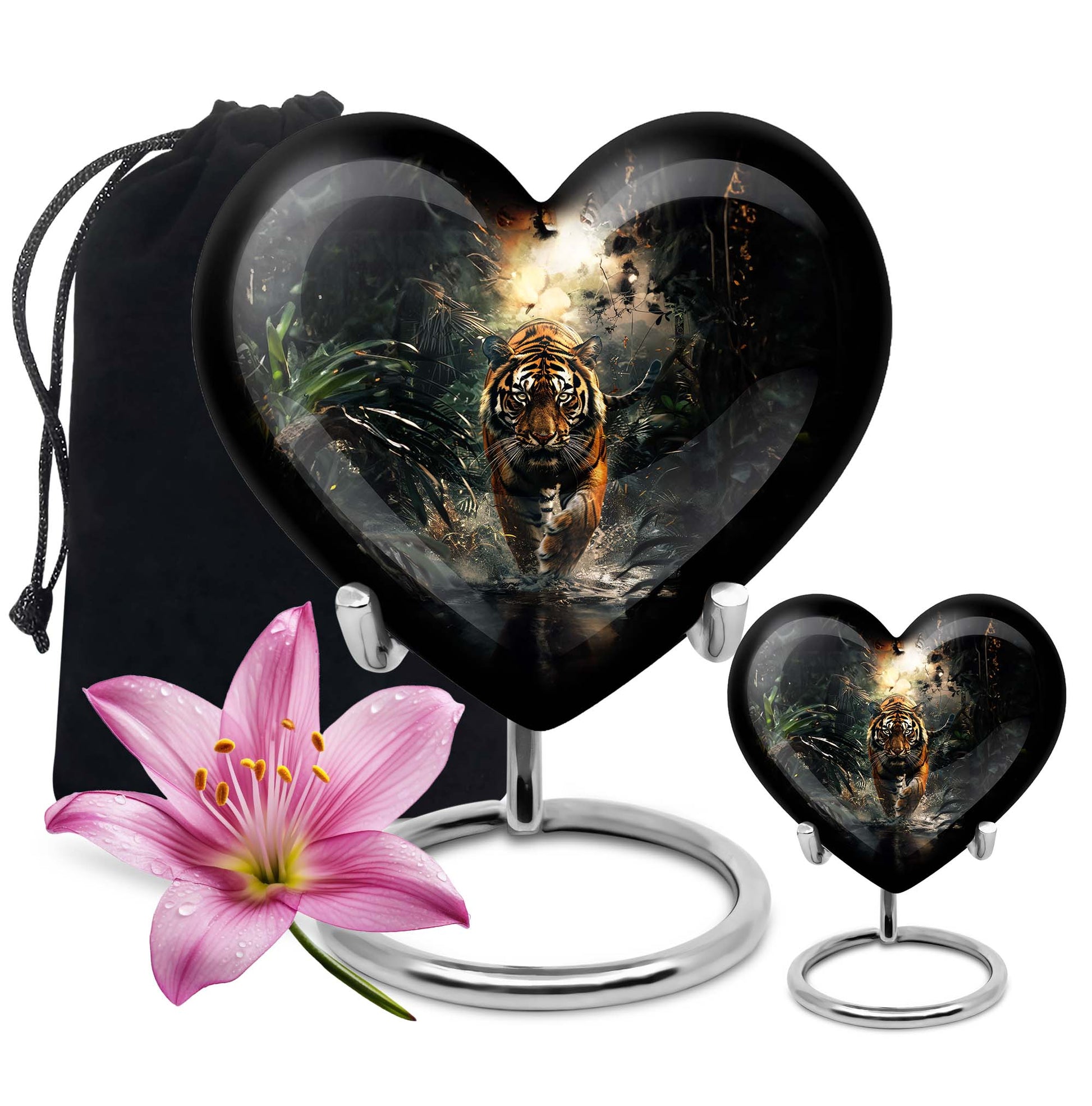 tiger urn heart design urn