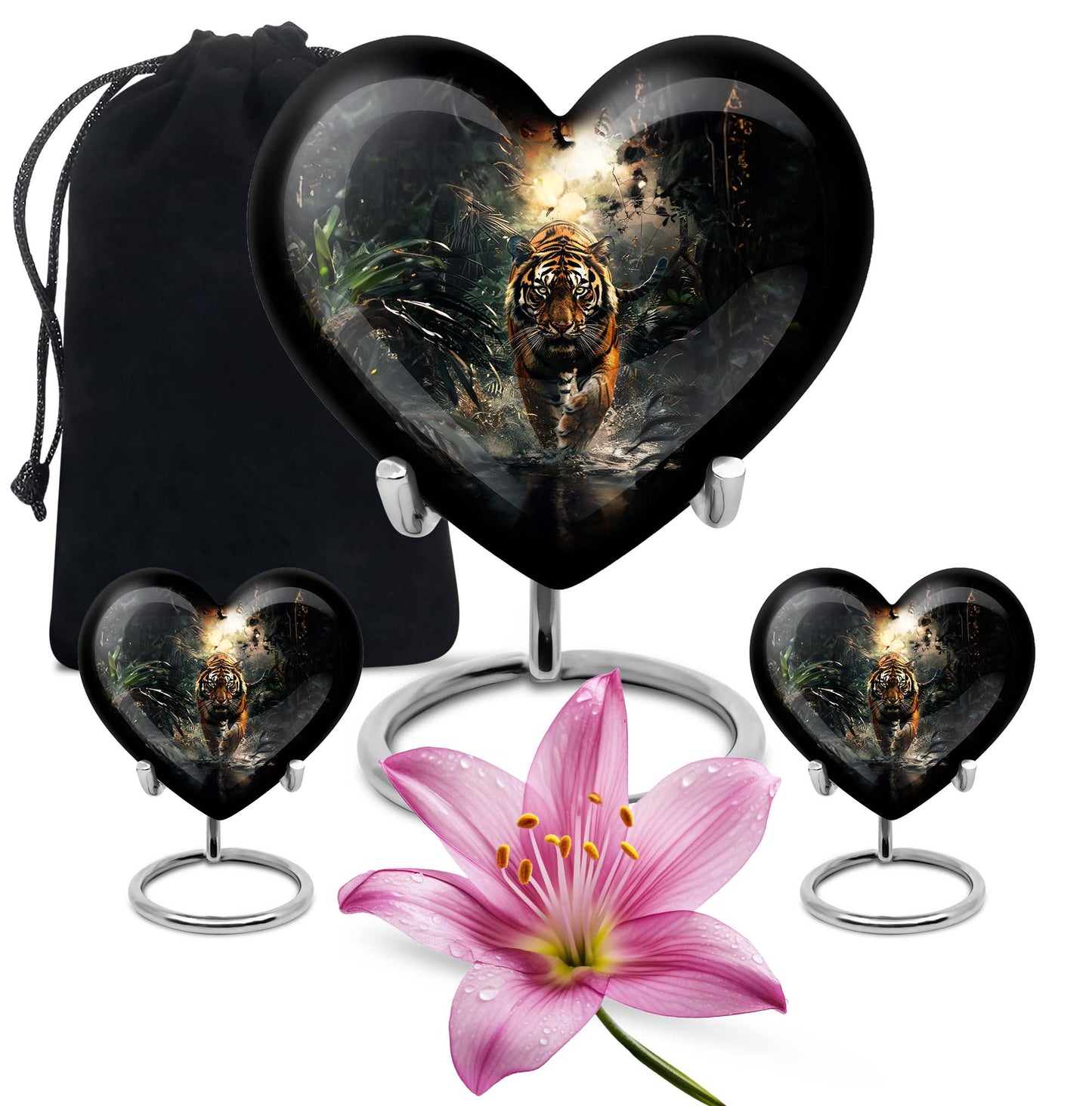 tiger urn heart design urn