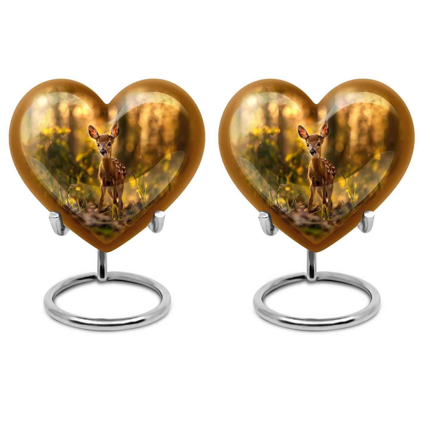 10-inch floral design heart-shaped Deer Urn for human ashes, engrave-able Aluminium