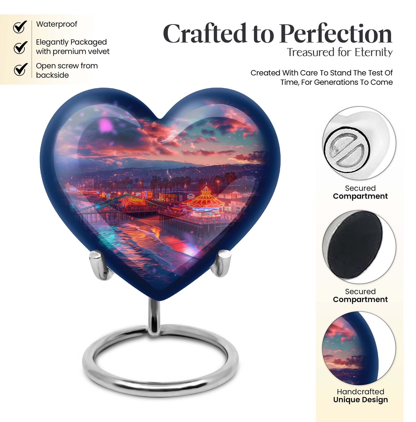  heart urn with floral design