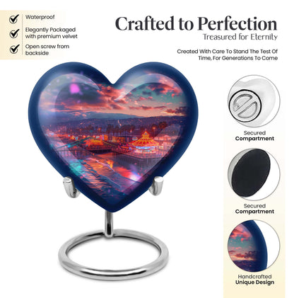  heart urn with floral design