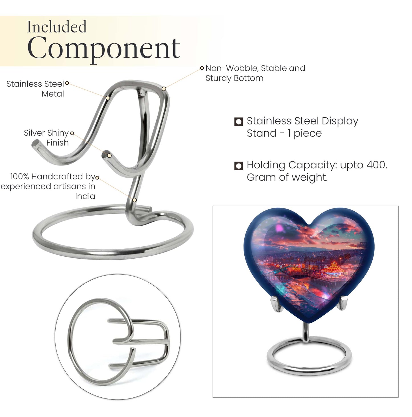 heart urn with floral design