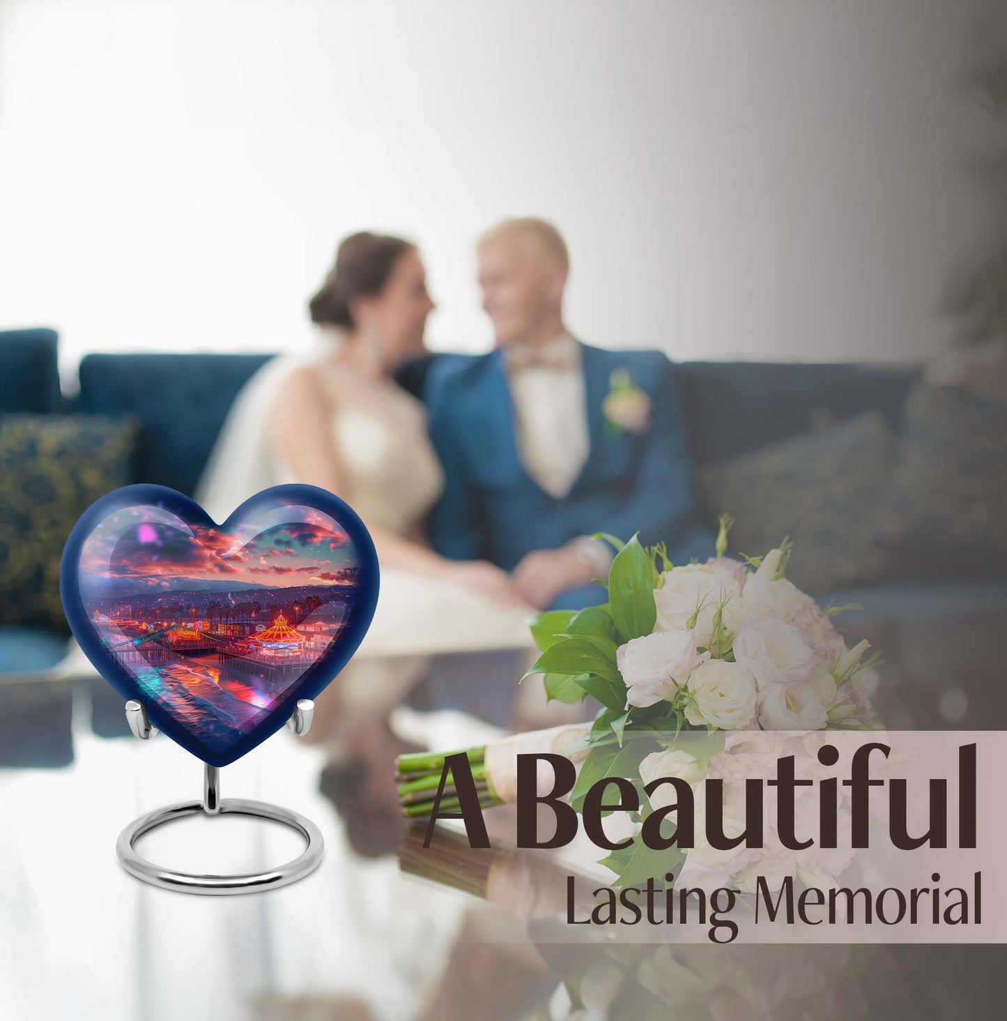  heart urn with floral design