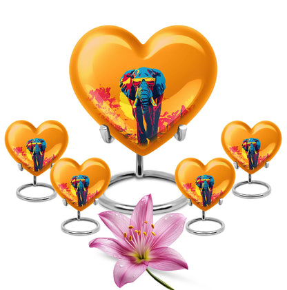 Elephant Theme Large Urn With 4 Keepsake Urn