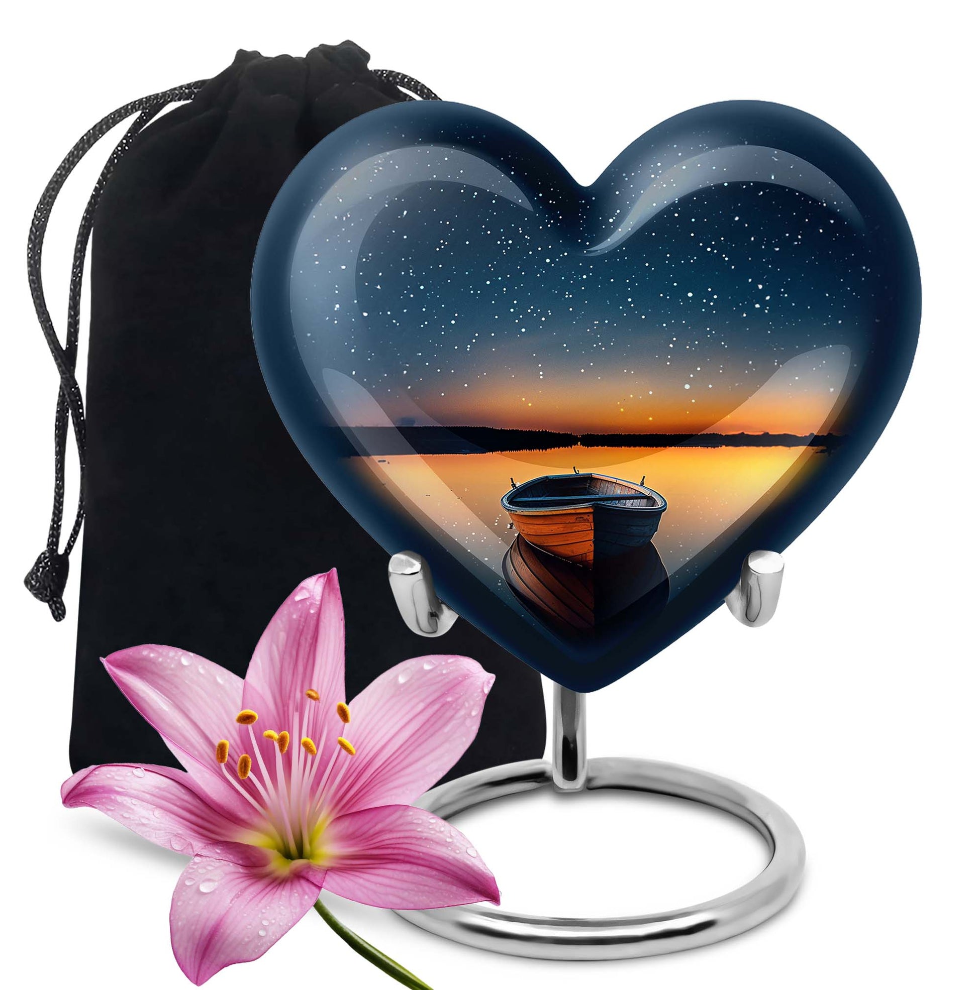 heart shaped boat urn