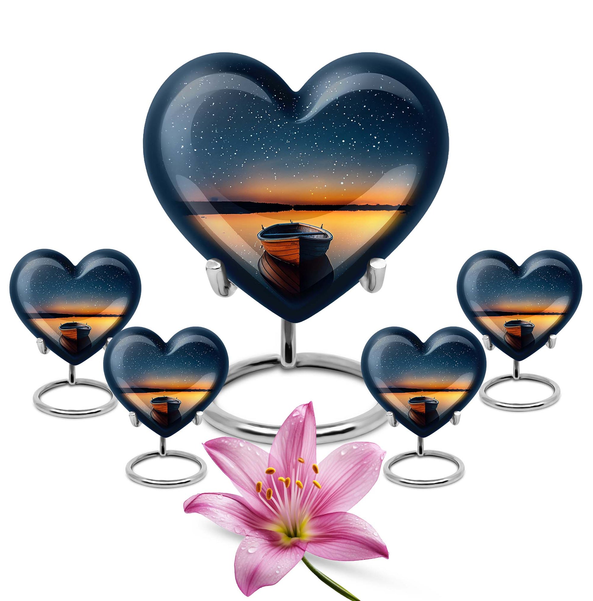 heart shaped boat urn