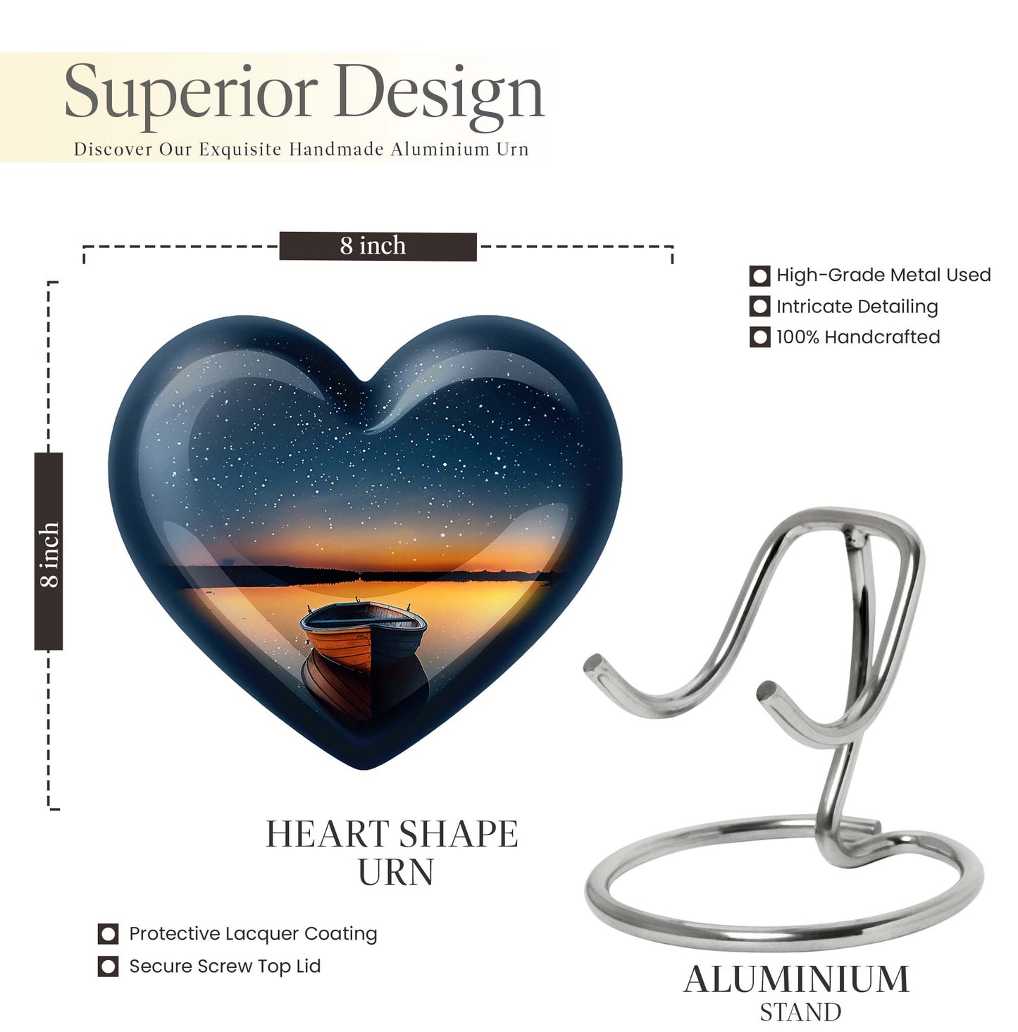 heart shaped boat urn