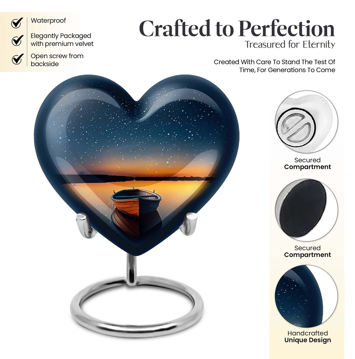 heart shaped boat urn
