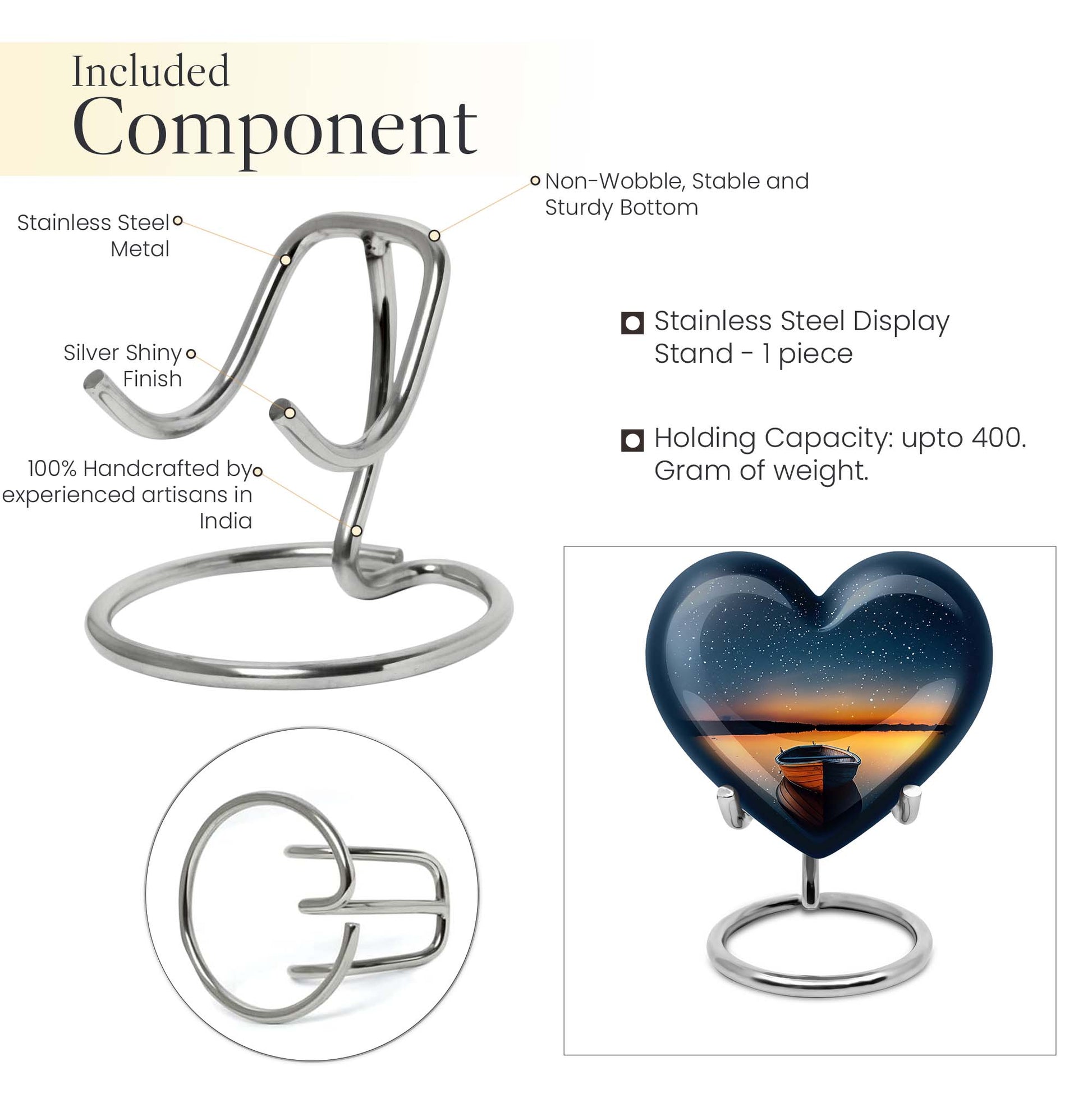 heart shaped boat urn