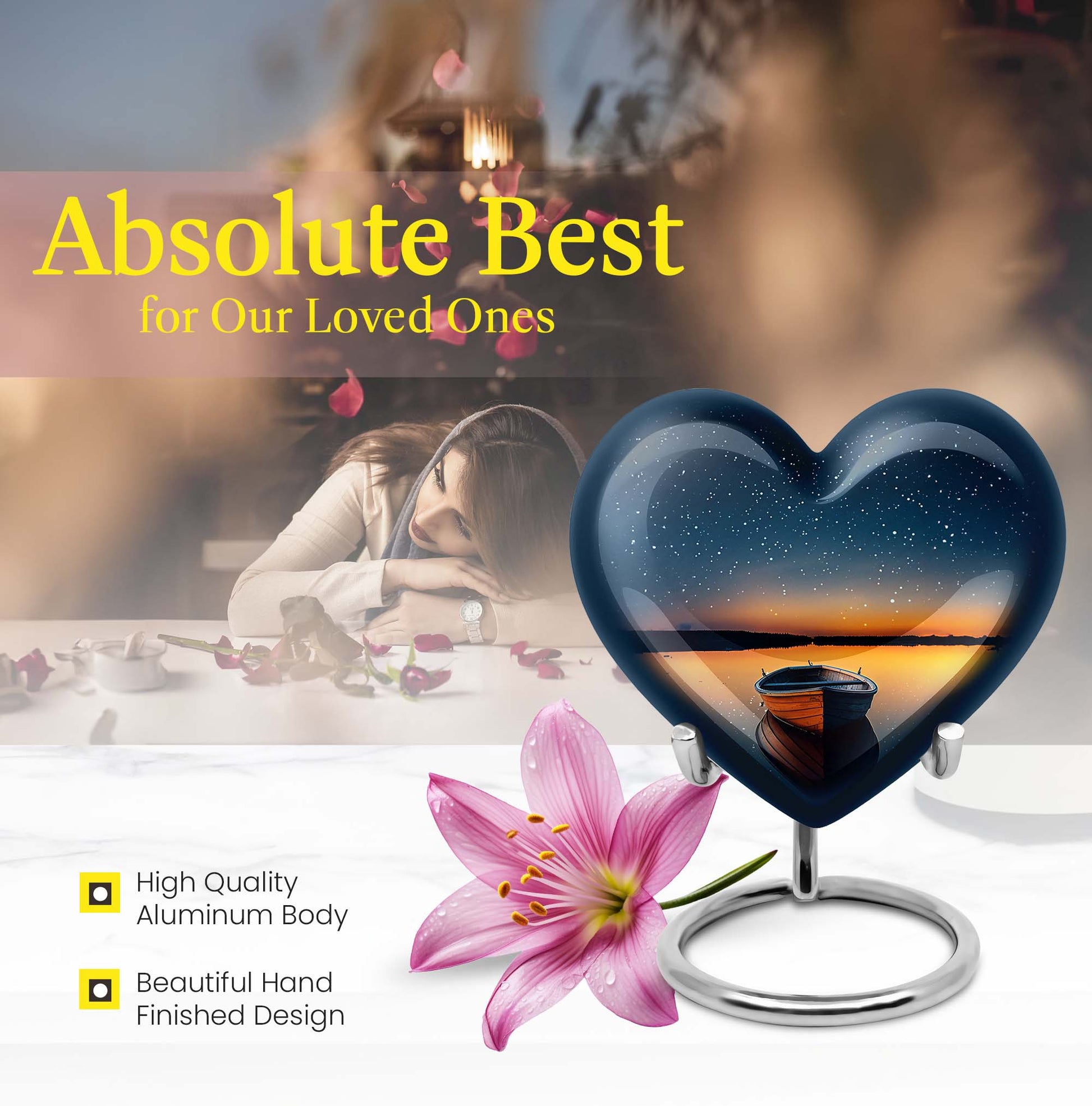 heart shaped boat urn