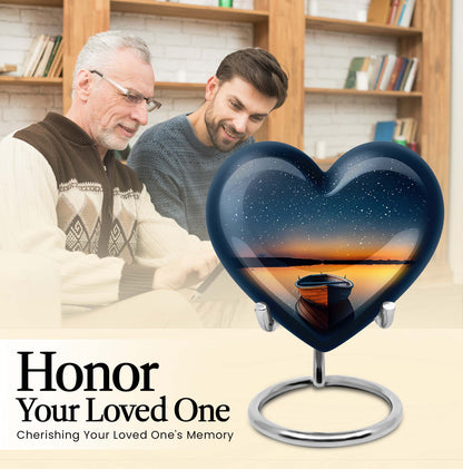 heart shaped boat urn