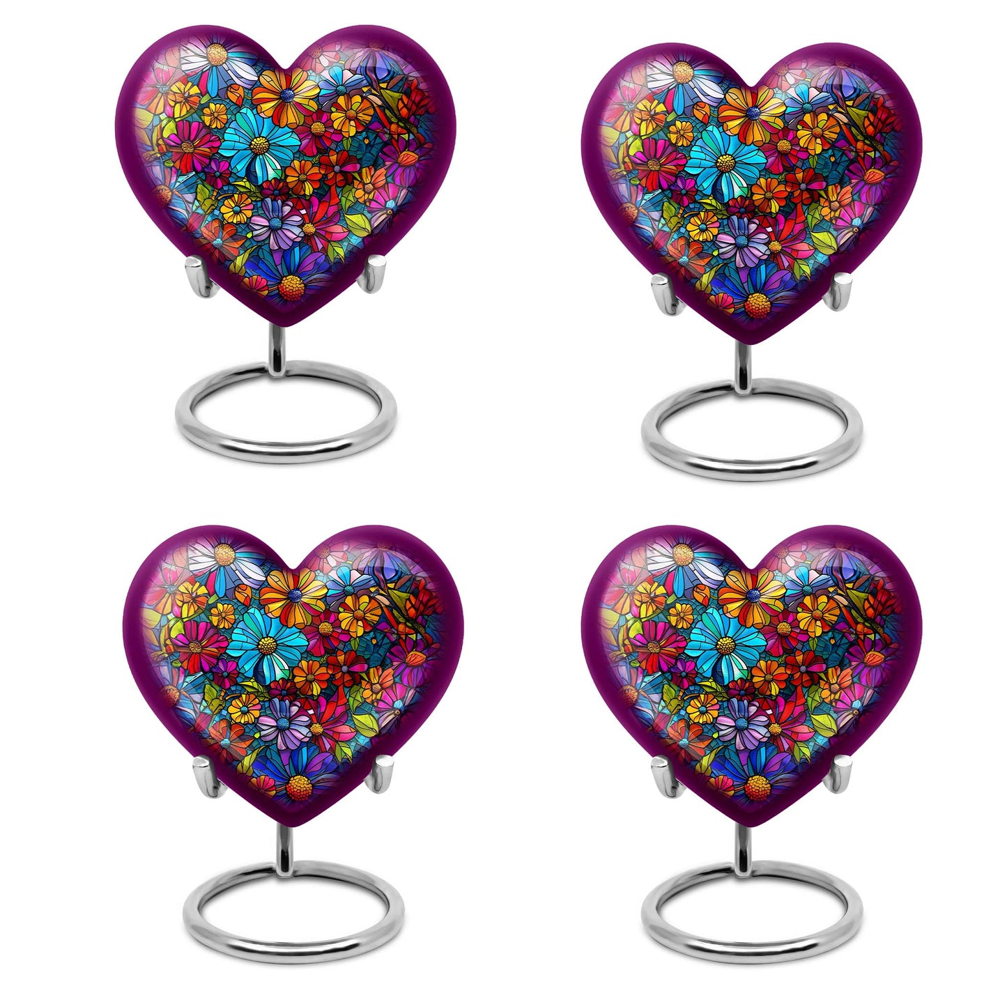 Floral Heart Urn, 10-inch cremation urn