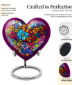 Floral Heart Urn, 10-inch cremation urn
