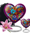 Floral Heart Urn, 10-inch cremation urn