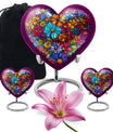 Floral Heart Urn, 10-inch cremation urn