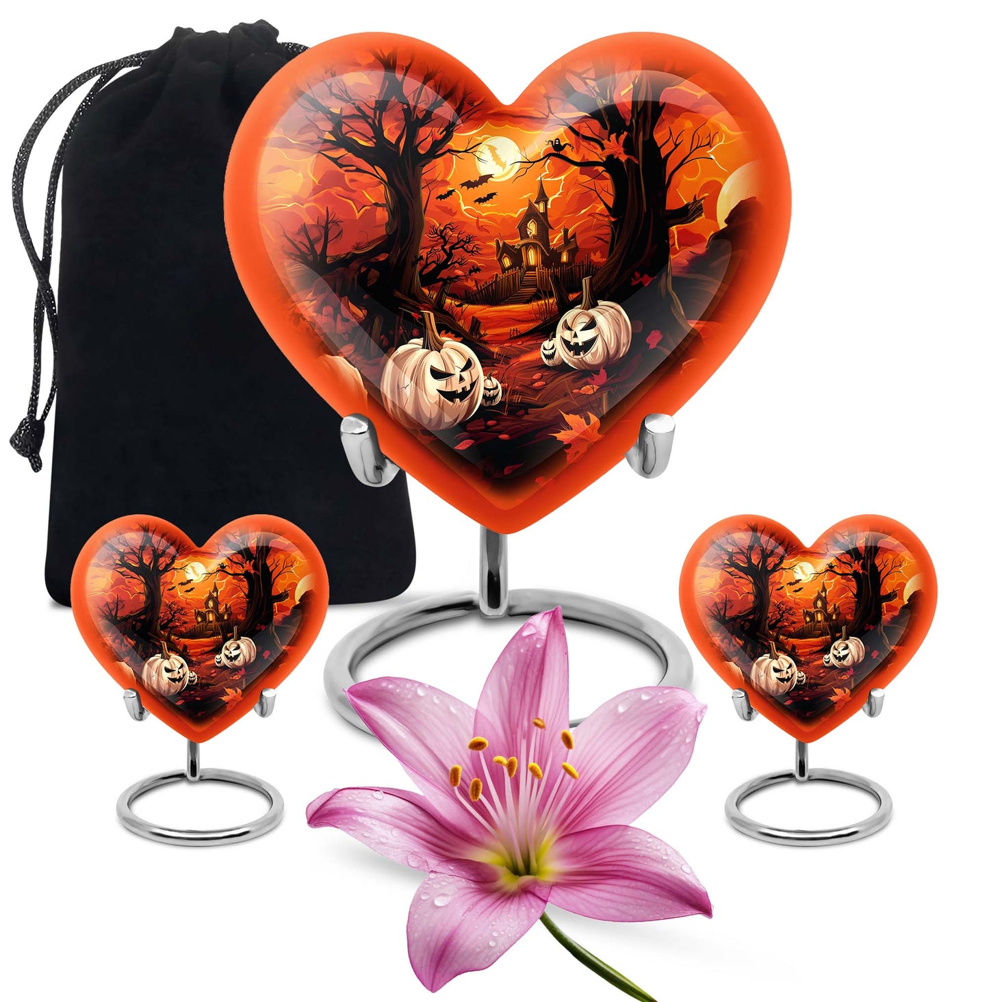 Halloween Theme Large Urn With 2 Keepsake Urn