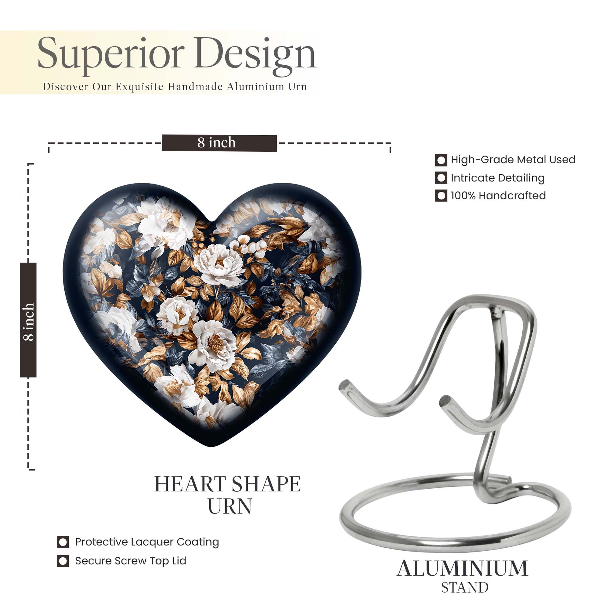 flowers Urn, Heart-shaped memorial urns