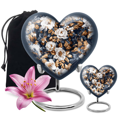 Flowers Theme Large Urn With 1 Keepsake Urn