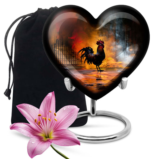 10-inch heart-shaped flowers theme chicken urn made of aluminium