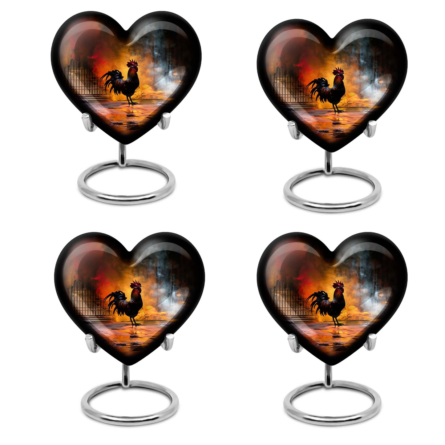 10-inch heart-shaped flowers theme chicken urn made of aluminium
