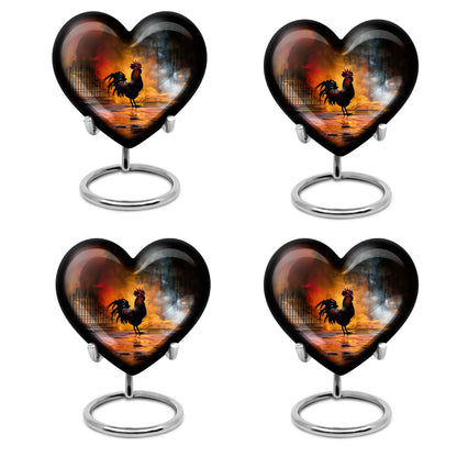 10-inch heart-shaped flowers theme chicken urn made of aluminium