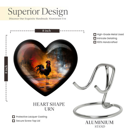 10-inch heart-shaped flowers theme chicken urn made of aluminium