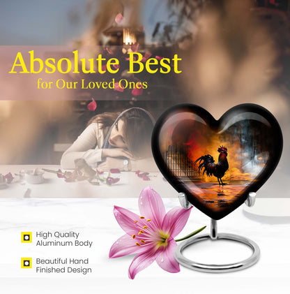10-inch heart-shaped flowers theme chicken urn made of aluminium
