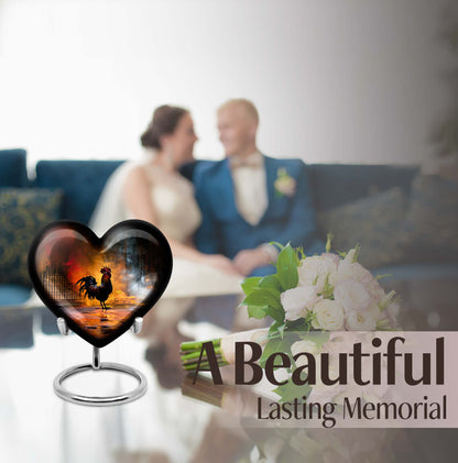 10-inch heart-shaped flowers theme chicken urn made of aluminium