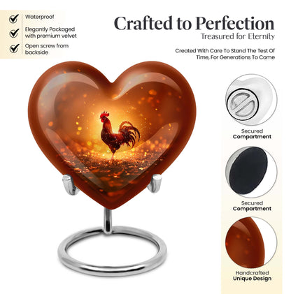 10-inch heart shaped chicken urn, memorial urn 