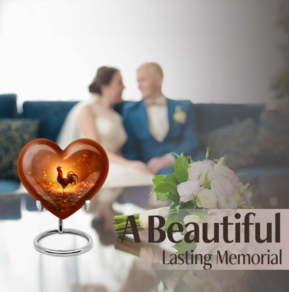 10-inch heart shaped chicken urn, memorial urn 