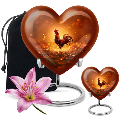 10-inch heart shaped chicken urn, memorial urn 