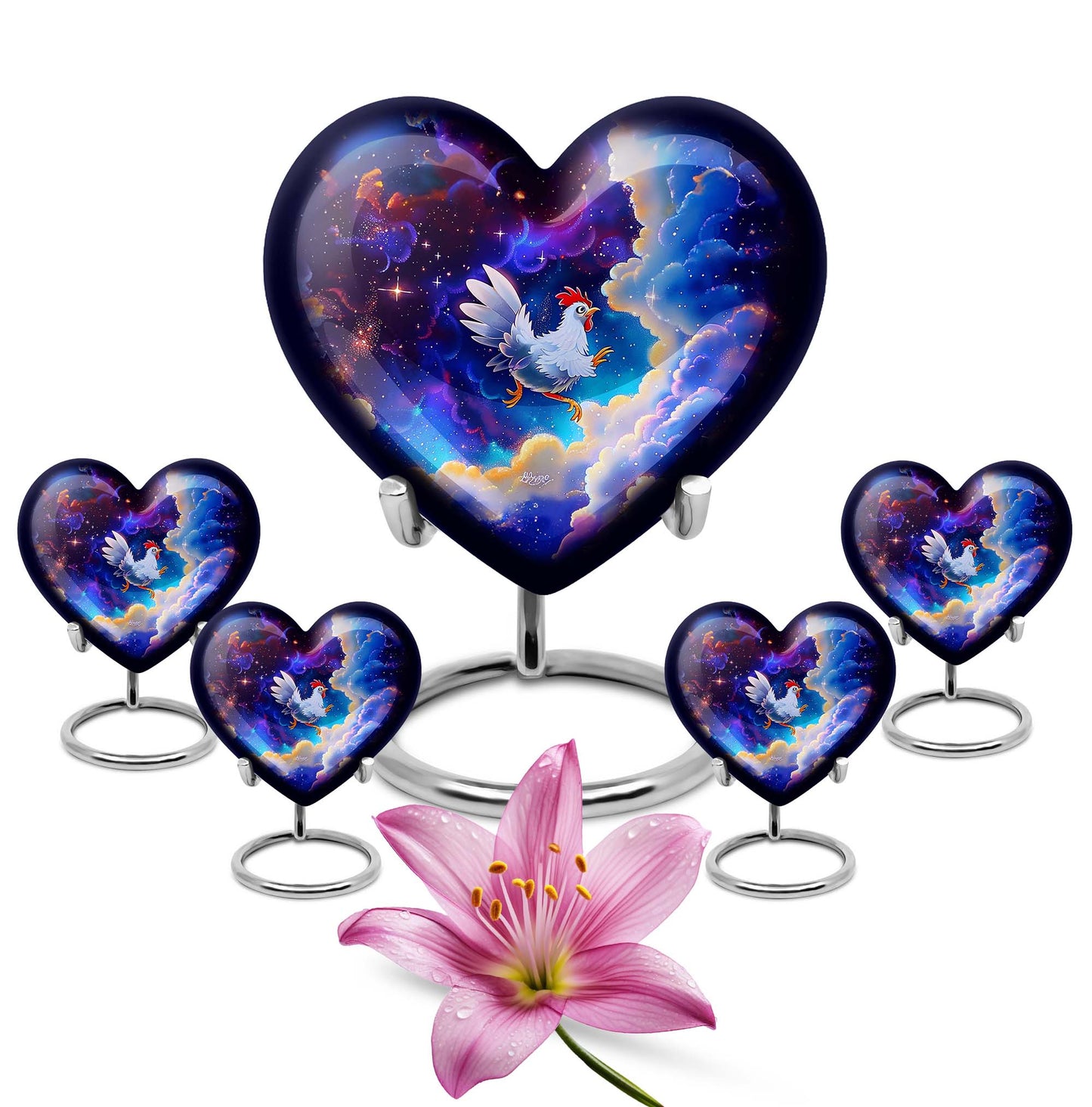 heart-shaped chicken urn
