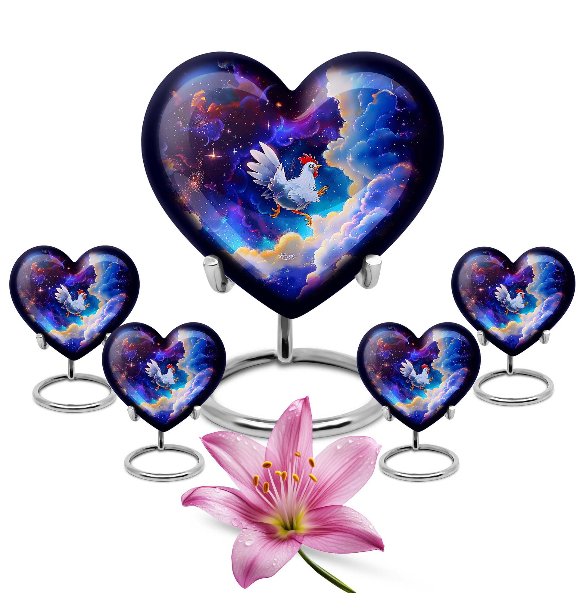 heart-shaped chicken urn