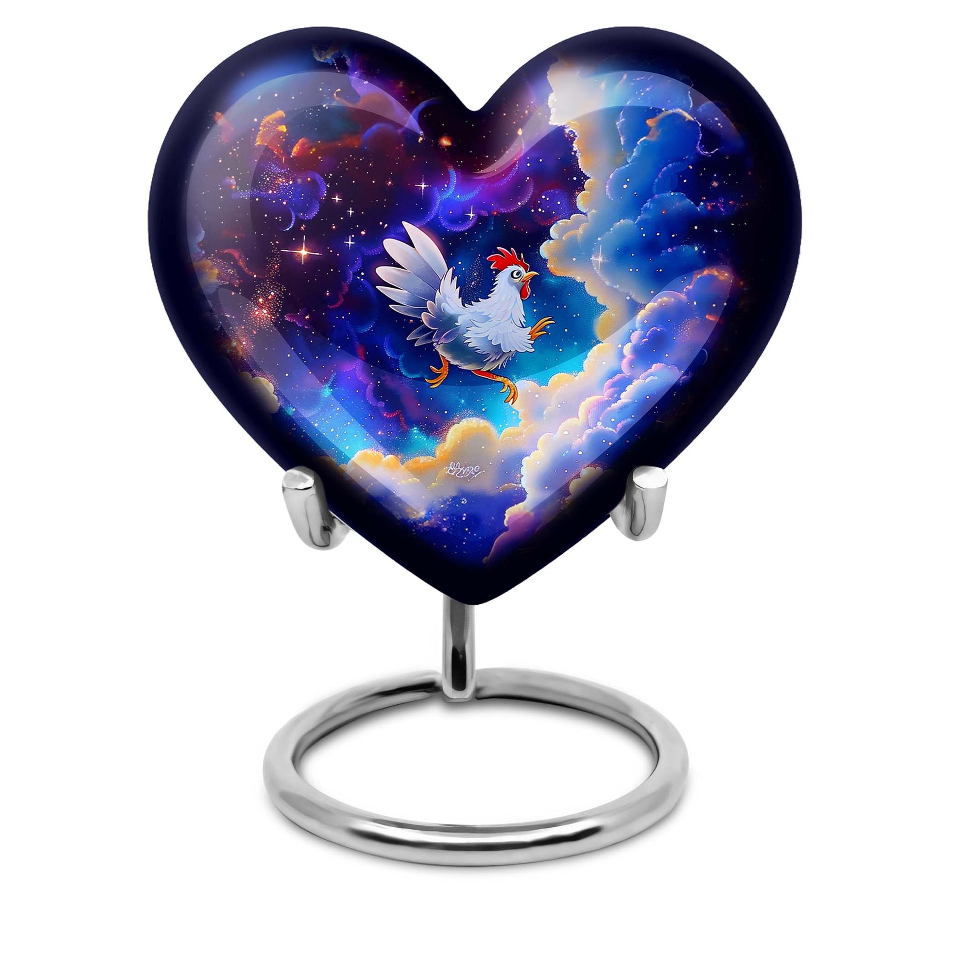 heart-shaped chicken urn