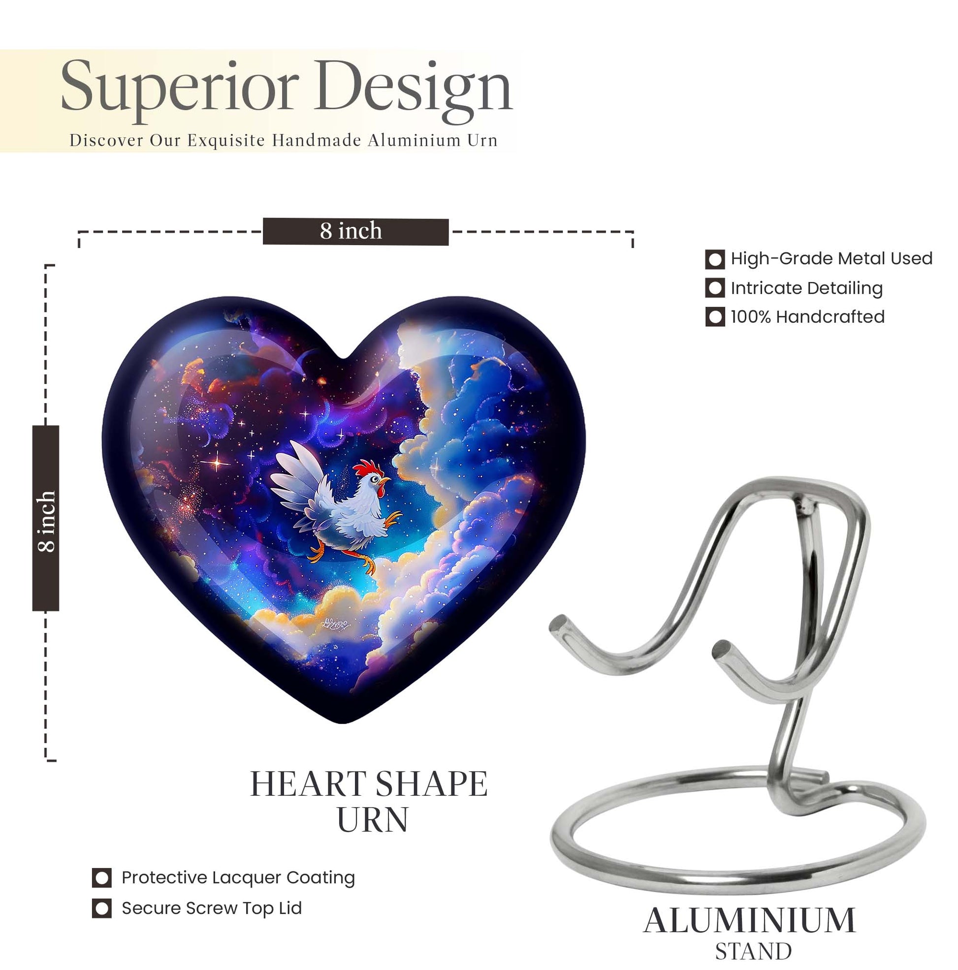 heart-shaped chicken urn
