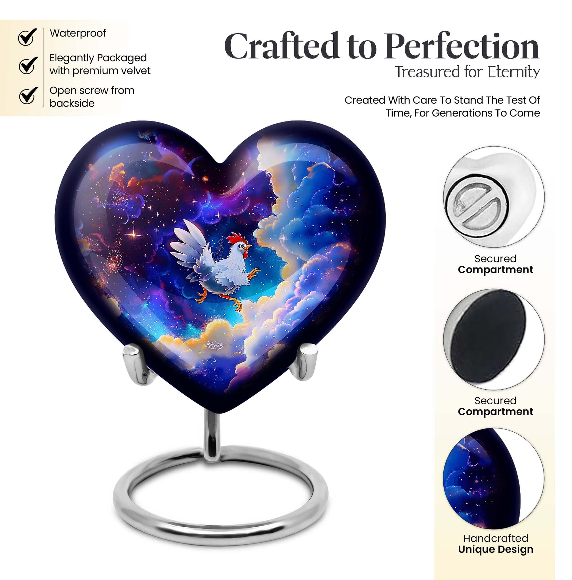 heart-shaped chicken urn