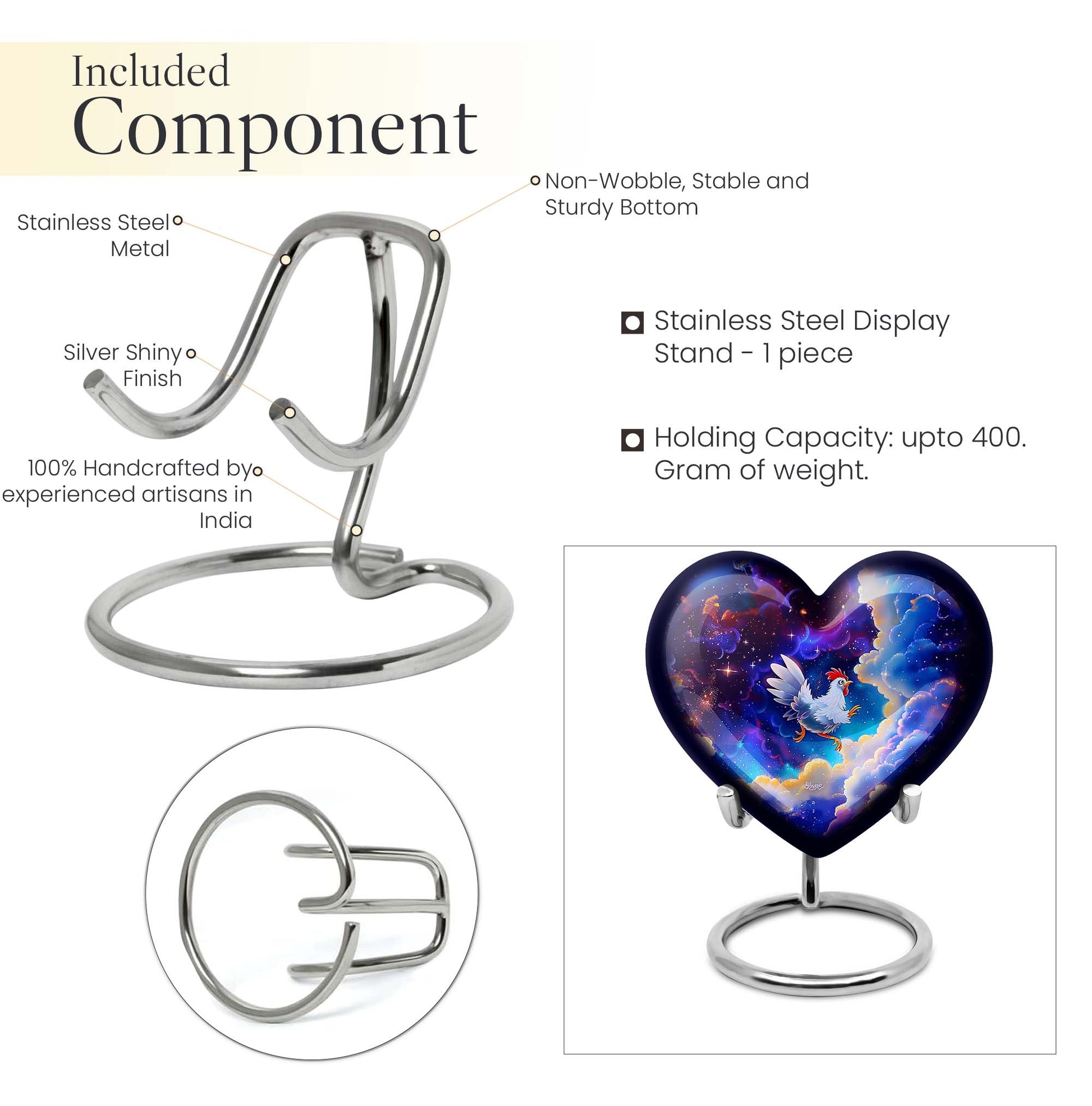 heart-shaped chicken urn