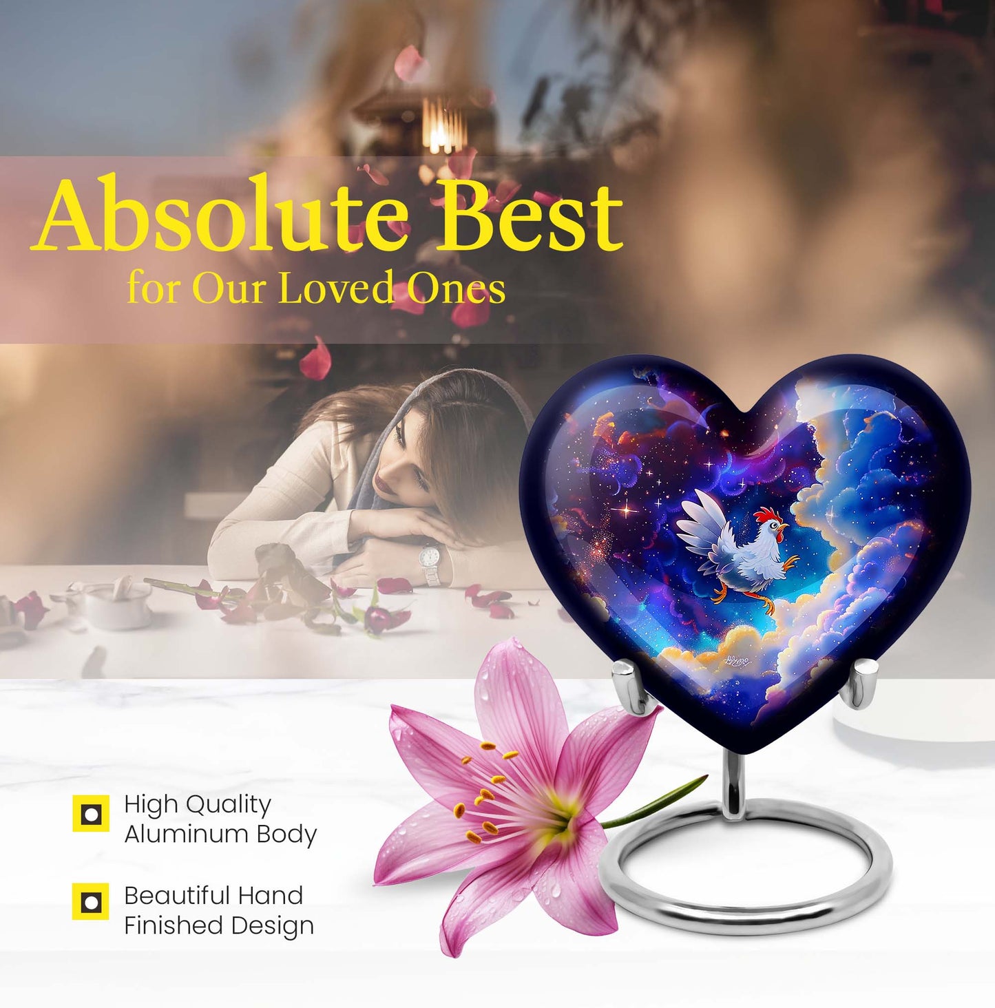 heart-shaped chicken urn