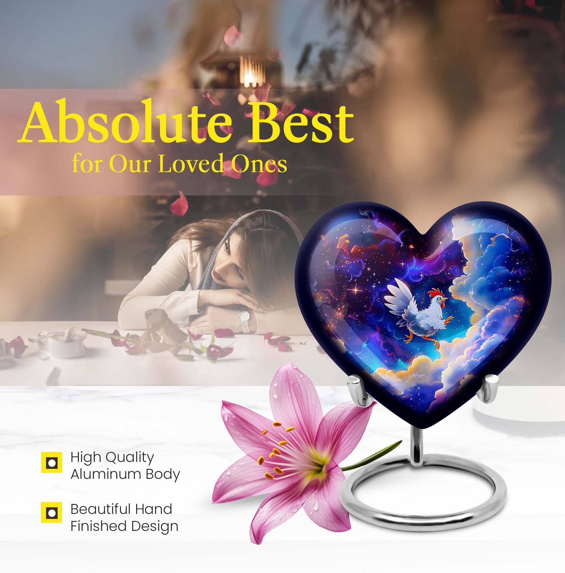 heart-shaped chicken urn