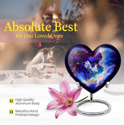 heart-shaped chicken urn