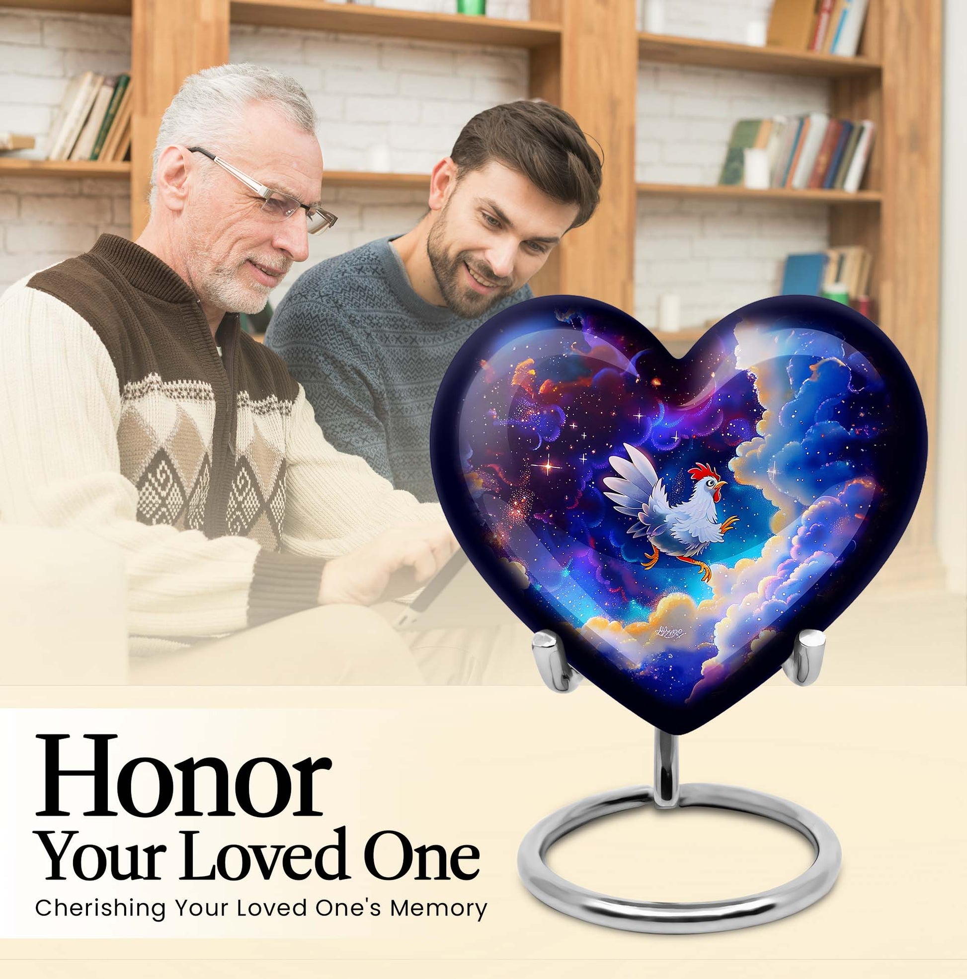 heart-shaped chicken urn