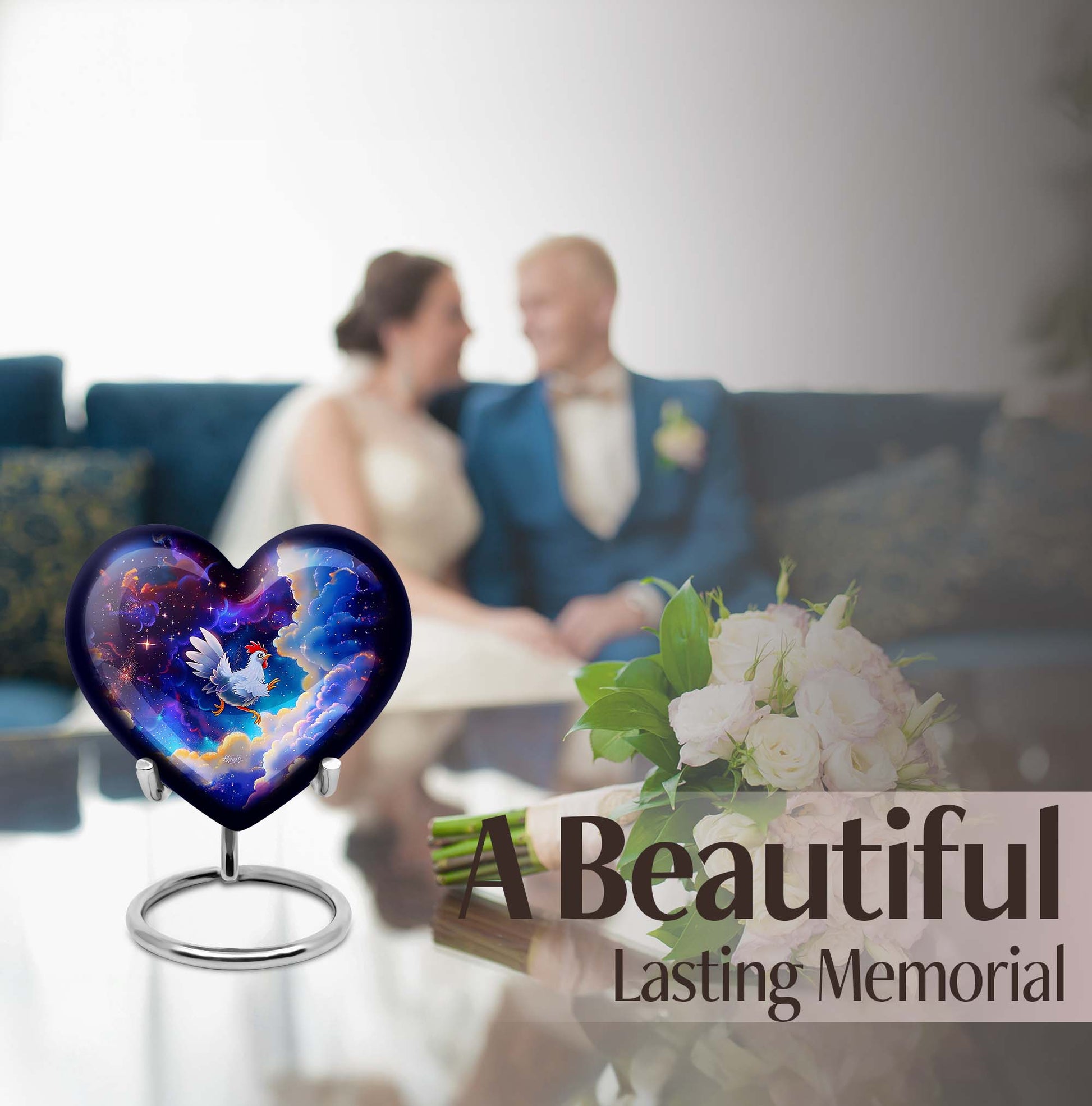 heart-shaped chicken urn